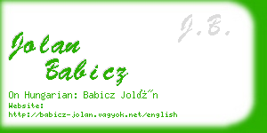 jolan babicz business card